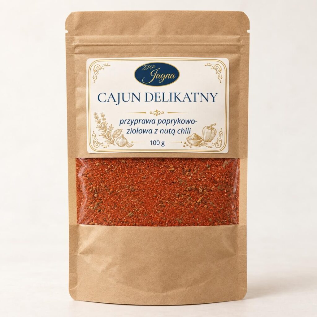 Cajun Delikatny 100 g, przyprawa paprykowo-ziołowa w opakowaniu ZPP Jagna
