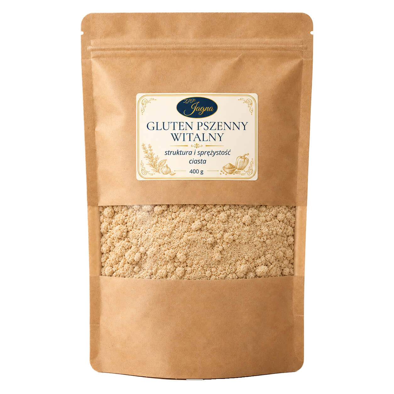 Gluten pszenny witalny ZPP Jagna 400 g - przód opakowania na białym tle