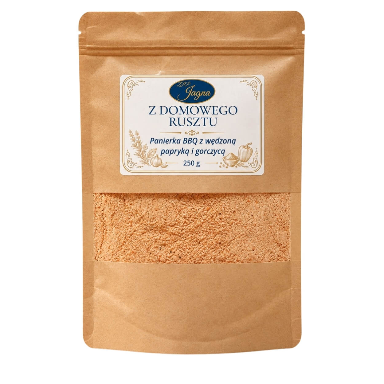 Panierka BBQ Z Domowego Rusztu ZPP Jagna, opakowanie 250 g na białym tle