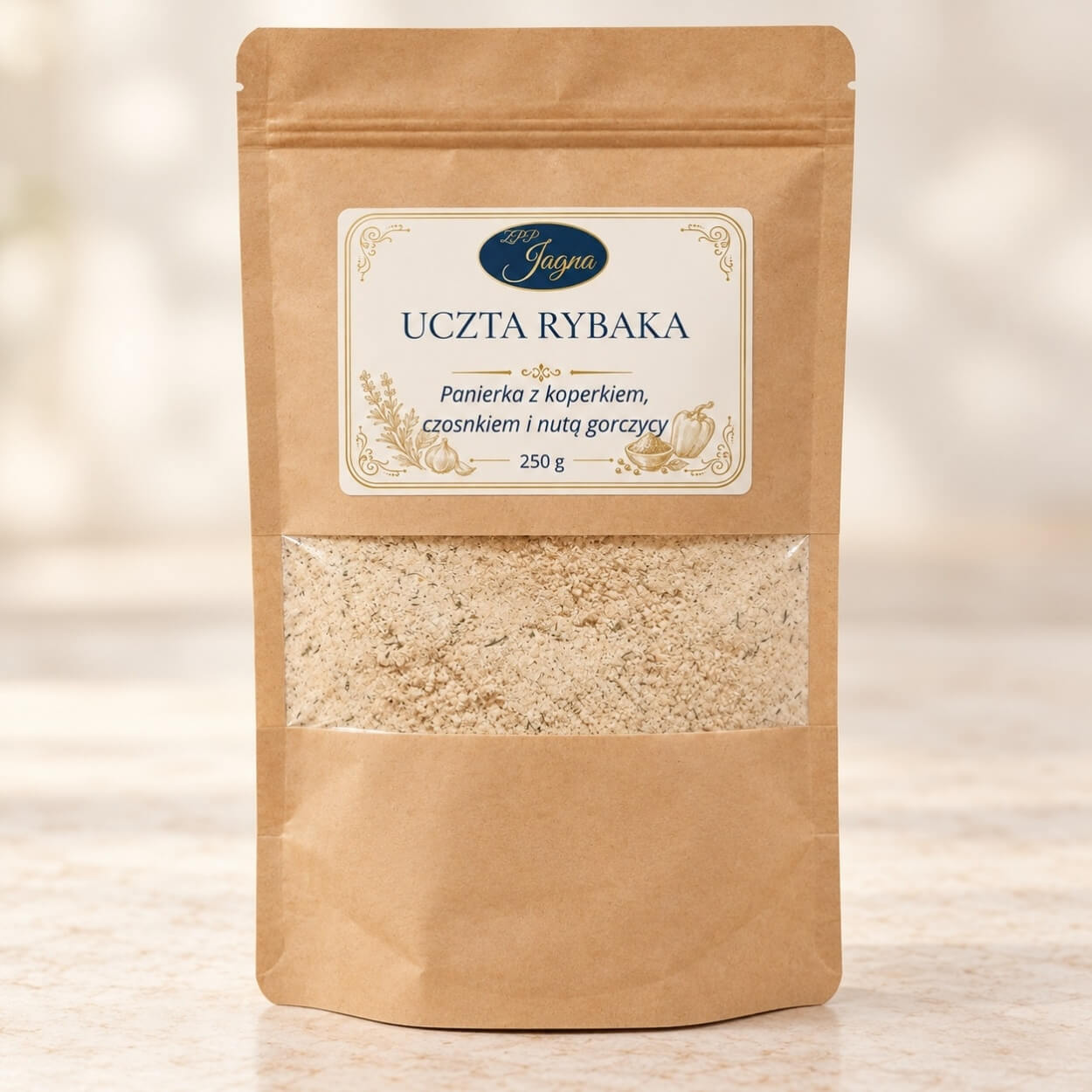 keto panierka do ryb Uczta Rybaka 250 g - opakowanie na jasnym blacie