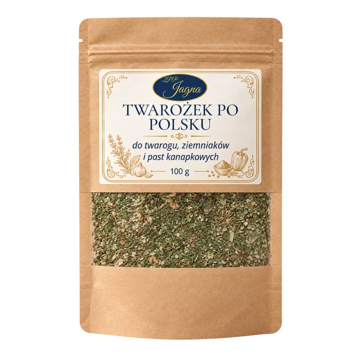 Opakowanie przyprawy Twarożek po Polsku 100 g ZPP Jagna na białym tle