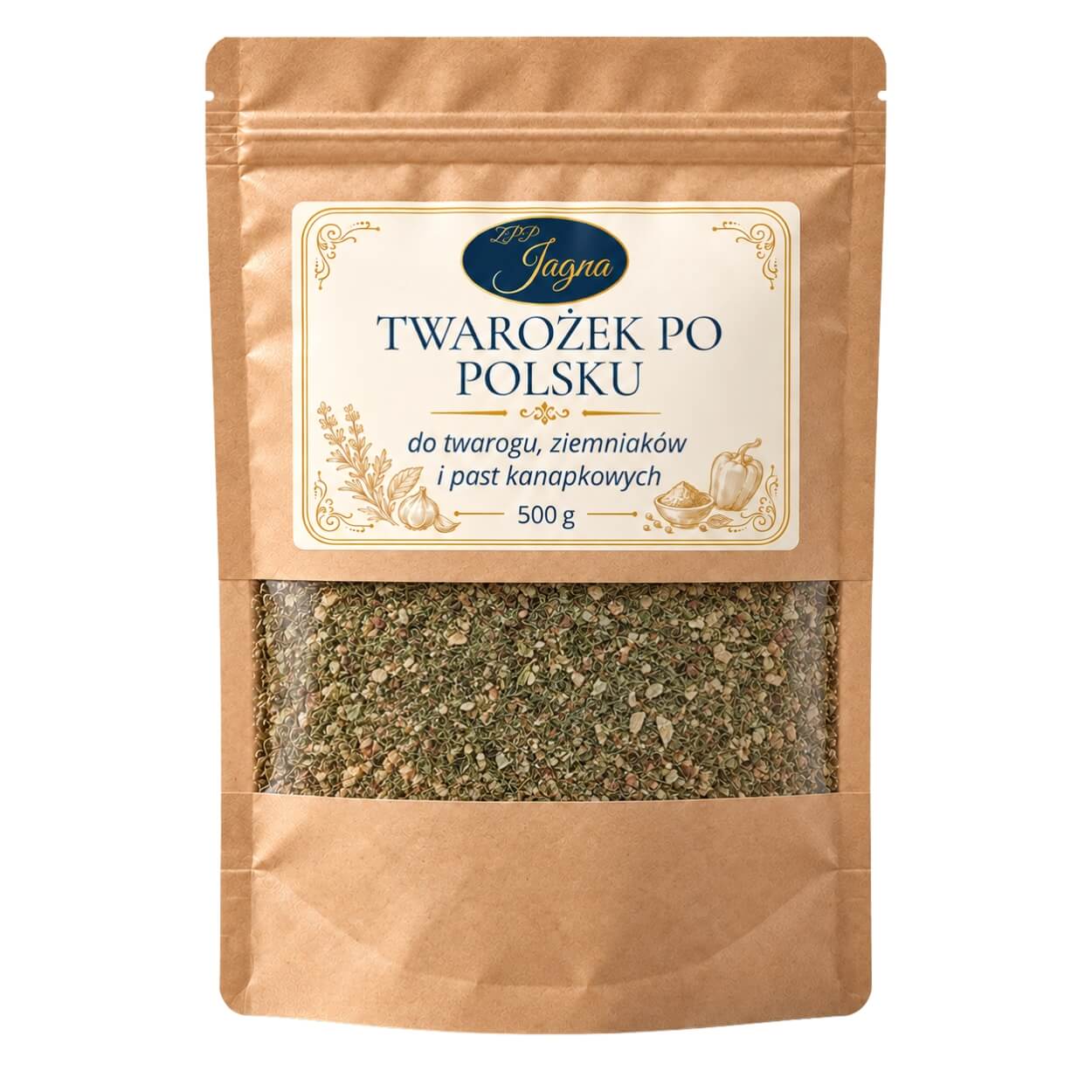 Opakowanie przyprawy Twarożek po Polsku 500 g ZPP Jagna na białym tle