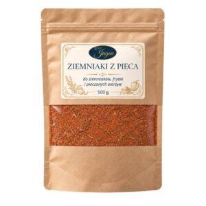 Przyprawa do ziemniaków Ziemniaki z Pieca 500 g ZPP Jagna w papierowym opakowaniu na białym tle